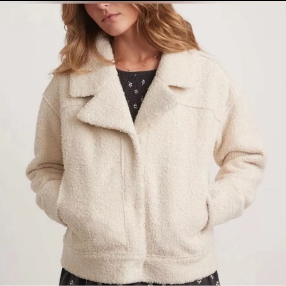 Marine Layer Quebec Sherpa Jacket in Antique White Size